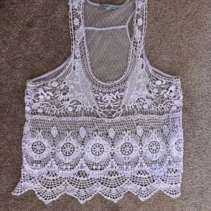 Crotchet and lace light purple top